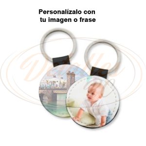 Llavero de piel circular una cara